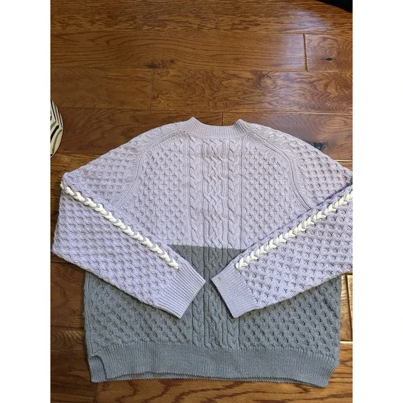 Club Monaco Purple Violet Lavender Color Block Sweater Pullover Size M 87% Wool - Picture 11 of 13